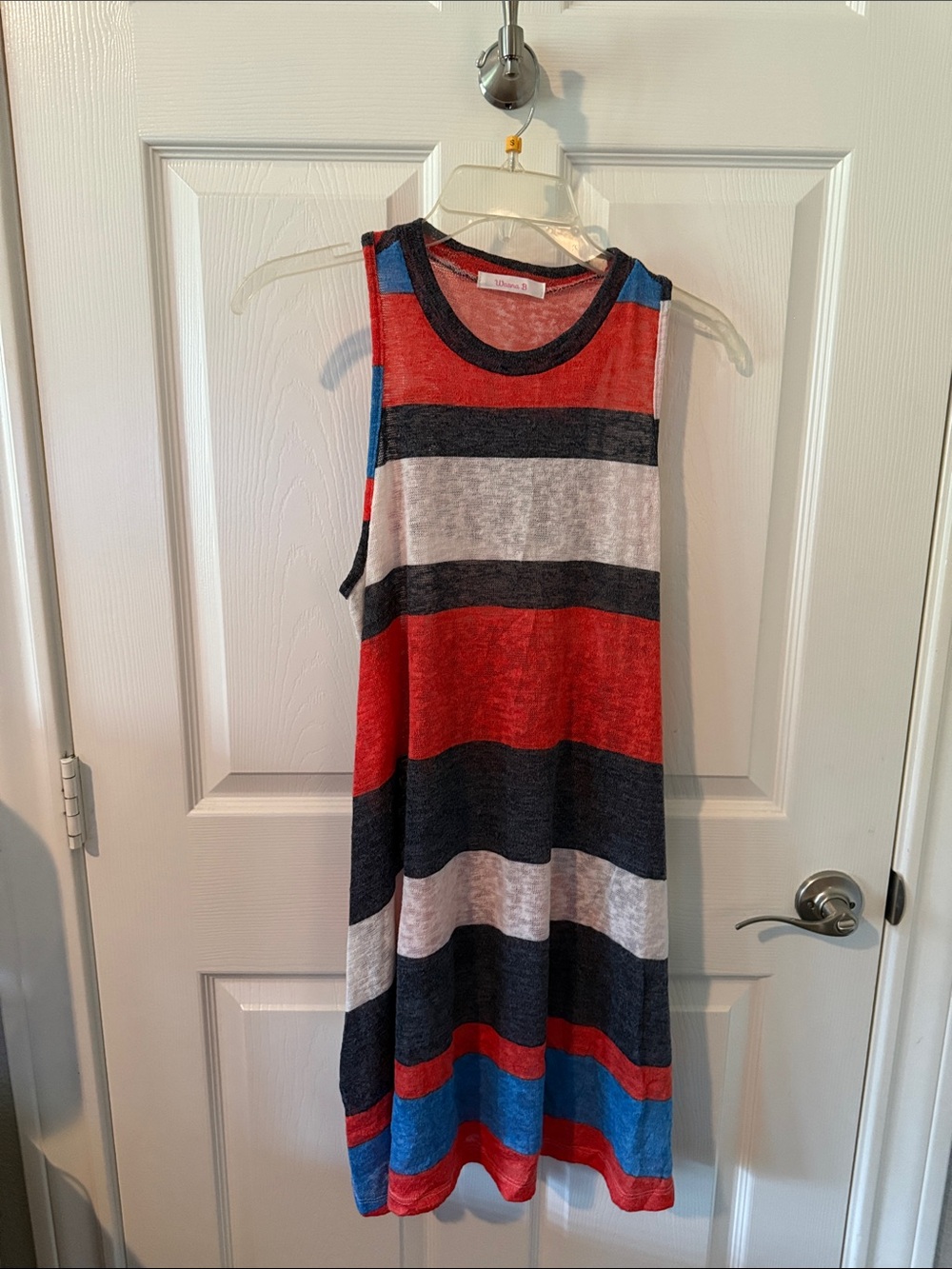 Anna Striped Sleeveless Dress in Red, Navy, White, Blue with pockets